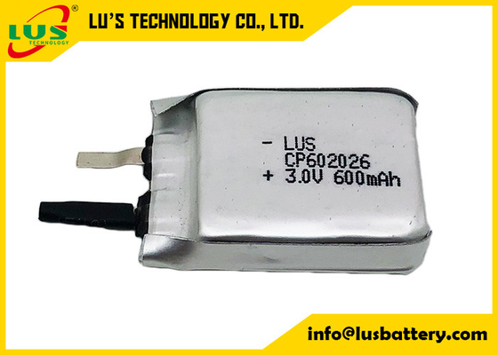Batterie au lithium non rechargeable ultra mince de LiMnO2 3.0v CP602026 600mah pour l'étiquette active de RFID