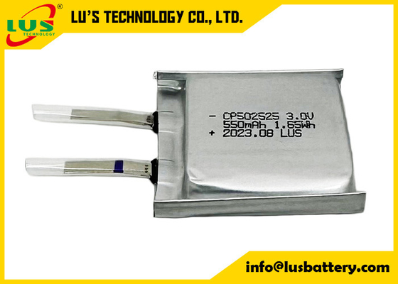 LiMnO2 Cellule ultra-mince 3V CP502525 Batterie Batterie à packs doux CP502525 3v 550mAh batterie de carte à puce
