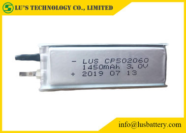 Batteries minces primaires de batterie au lithium de cellules ultra minces de Cp502060 3.0V 1450mAh