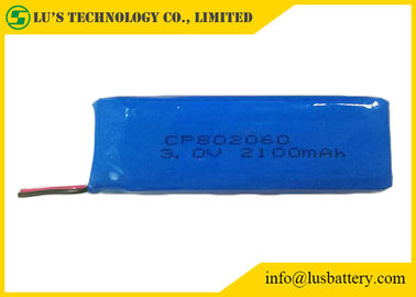 batteries Limno2 plates prismatiques minces de la batterie au lithium de 3.0v 2100mah CP802060