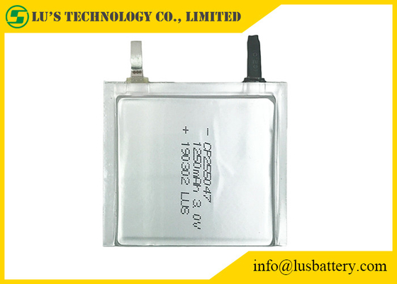 LiMnO2 la batterie molle CP255047 3.0v 1250mAh a adapté des terminaux aux besoins du client pour la carte d'identification