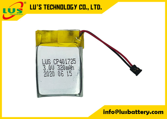 Batterie LiMnO2 emballée molle de CP401725 3v 320mah avec les terminaux faits sur commande