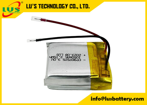 Batterie jetable de la batterie 902525 doux de CP902525 3.0v 1050mah limno2 avec la dimension adaptée aux besoins du client