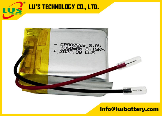 Cp902525 3,0v 1050mah Limno2 batterie souple CP952525 3,0V LiMnO2 batterie type de cellule de poche