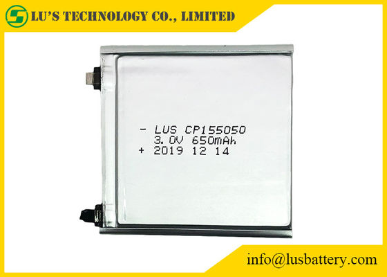 Cellule mince de la batterie 3v Cp155050 du terminal 650mah LiMnO2 d'étiquettes pour la carte PCB de SMT