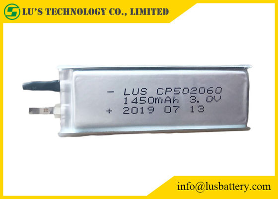 Batterie au lithium primaire ultra mince des cellules Limno2 de Cp502060 3.0V 1450mAh