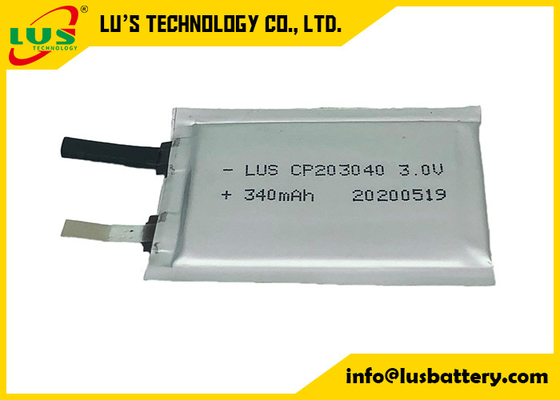 Batterie prismatique de polymère de lithium de Limno2 3V 340mAh CP203040 pour des dispositifs médicaux
