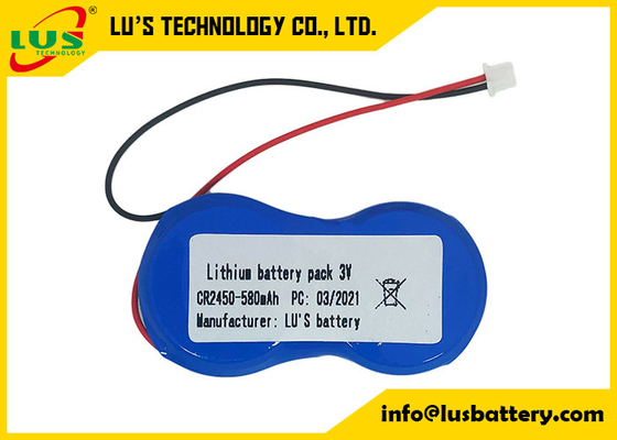 connecteur du paquet CR2450-2P 2P de batterie de 3v 1200mah Limno2 aucun rechargeable