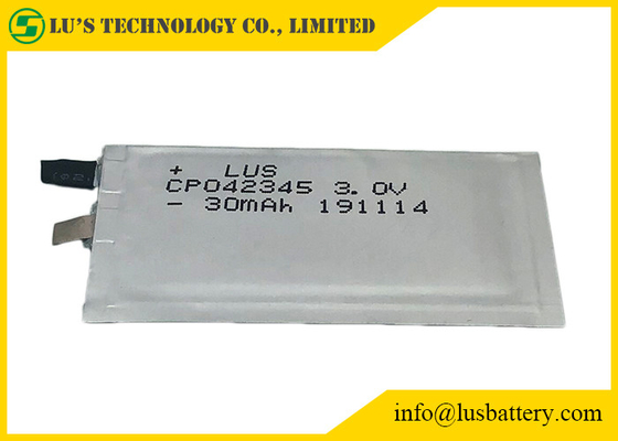 3V 30mAh Li Battery primaire RFID amincissent ultra CP042345 UL1642 pour la carte de crédit