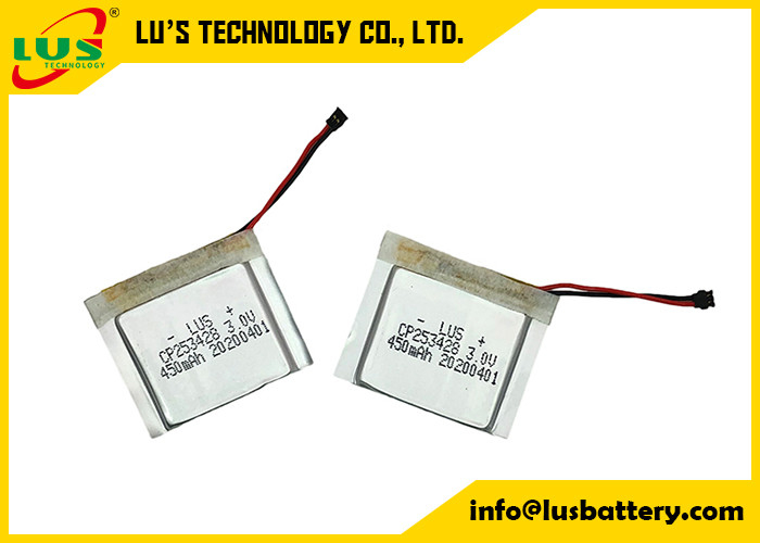 CP253428 mince plat avec le lithium Ion Non Rechargeable Cell de volt 450mah du connecteur 3