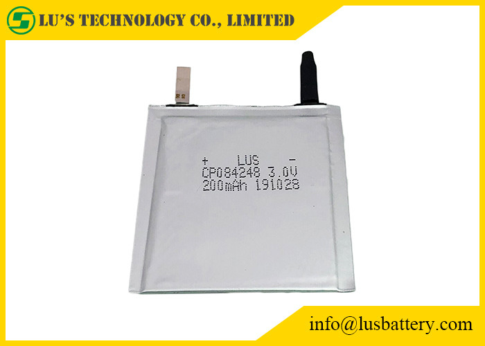 Batterie 3.0v 200mah CP084248 de manganèse de lithium de conditionnement souple pour le label futé trackable