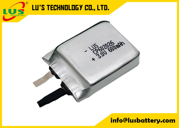 Batterie au lithium non rechargeable ultra mince de LiMnO2 3.0v CP602026 600mah pour l'étiquette active de RFID