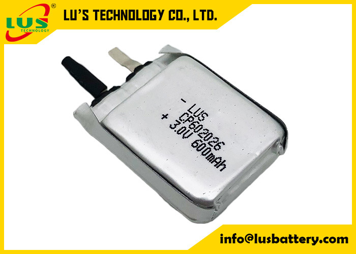 Batterie au lithium non rechargeable ultra mince de LiMnO2 3.0v CP602026 600mah pour l'étiquette active de RFID