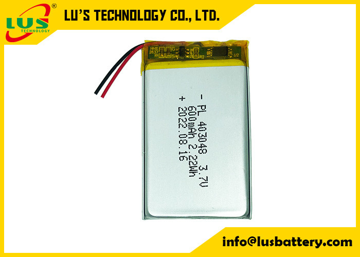 Batterie d'ion de Li de la batterie 3.7V 600mAh de polymère de LP403048 Li pour le dispositif intelligent