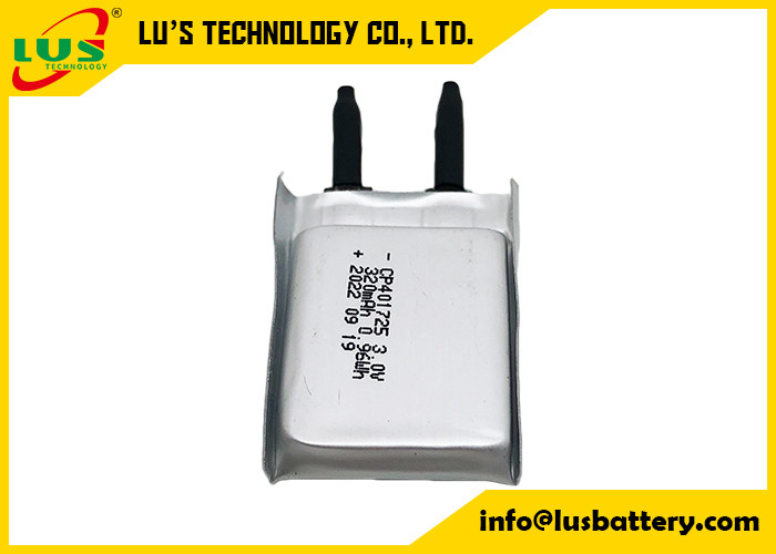 3.0V la batterie flexible mince CP401725 320mah amincissent ultra Batteires pour des cartes à puce