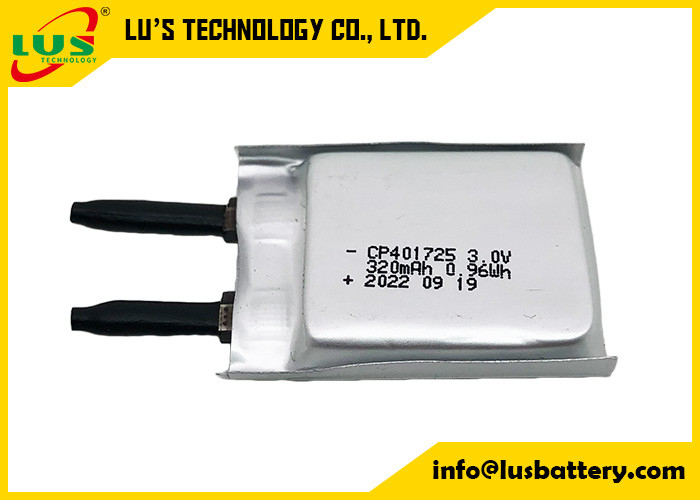 3.0V la batterie flexible mince CP401725 320mah amincissent ultra Batteires pour des cartes à puce