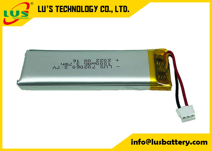 LP702060 Li Ion Polymer Rechargeable Battery 3.7V 1 oh avec le PCM pour la conception futée
