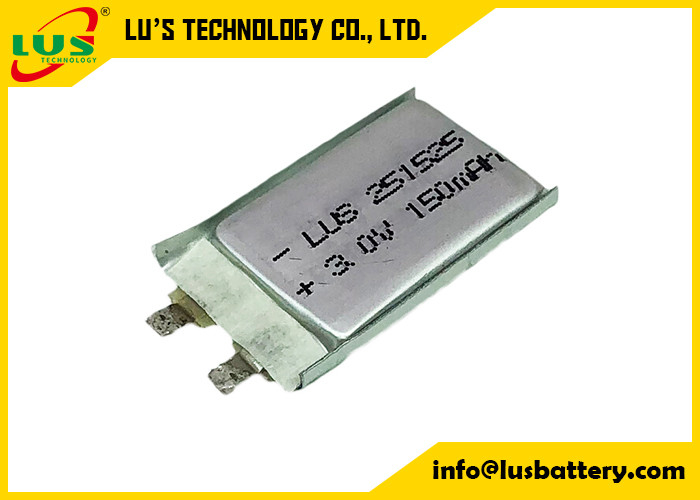 Sécurité élevée des cellules ptc de poche de CP251525 Rate Battery 3.0v 150mah Limno2 pour des applications de carte