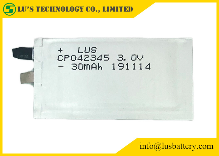 Cellule ultra mince CP042345 de batterie de RFID pour la batterie des batteries au lithium de cartes à puce 3.0v 35mah limno2
