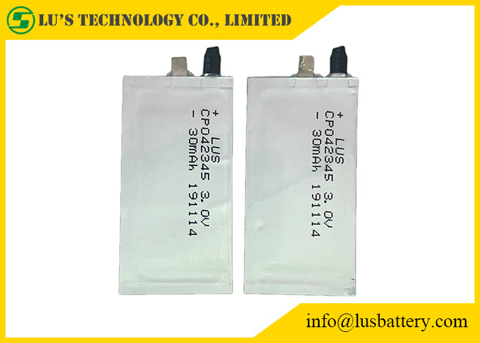 Cellule ultra mince CP042345 de batterie de RFID pour la batterie des batteries au lithium de cartes à puce 3.0v 35mah limno2