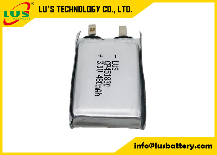 Batterie ultra épaisse de 480 mAh pour masseur Batterie au lithium primaire 3V Batterie souple de 480 mAh CP451830 pour système d'appel électronique