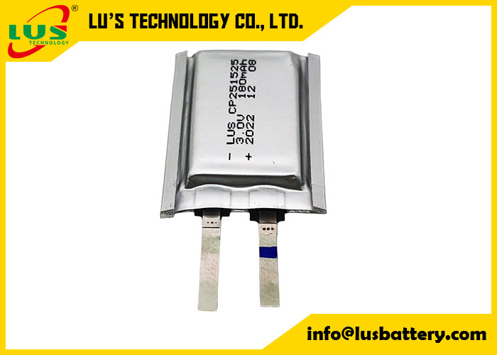 LiMnO2 Cellule ultra-mince 3V CP251525 Batterie 150mah Cellule au dioxyde de lithium et de manganèse 3,0 Volt