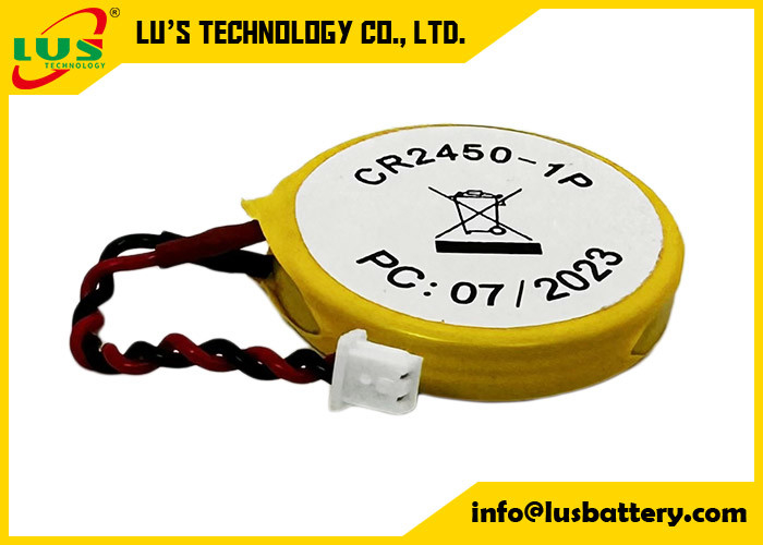 Équivalent de haute capacité de la batterie CMOS CR2450 de la CEI CR 2450 BIOS avec câble et connecteur pour PCB
