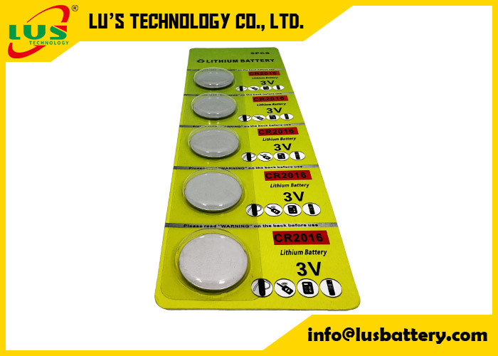 Pièce à bouton au lithium CR2016 Fournitures 3V Pièce à pièce au lithium CR2016 5 Pcs Blistcard Pack