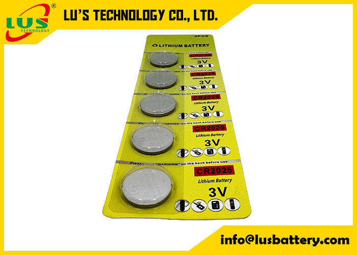 Pack de cinq piles au lithium 2025 à 3 volts pour pièces IEC CR2025 Remplacement de: 280-205, 5003LC, BR2025, DL2025, ECR2025