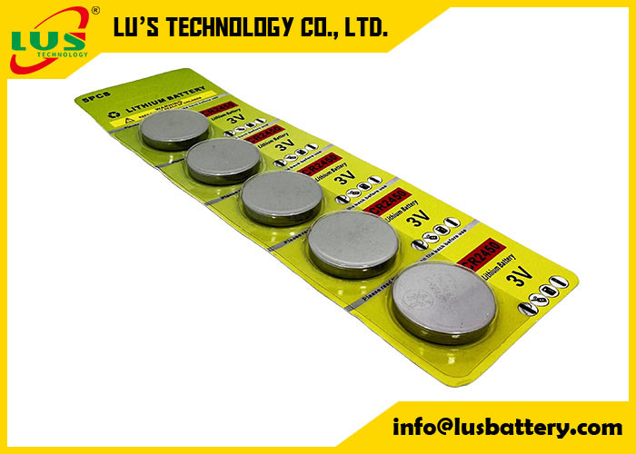 CR2450 Batterie au lithium 3v ECR2450 Batterie pour ESL batterie à pile de pièce au lithium CR2450 en carte cellulaire (5 PC Pack)