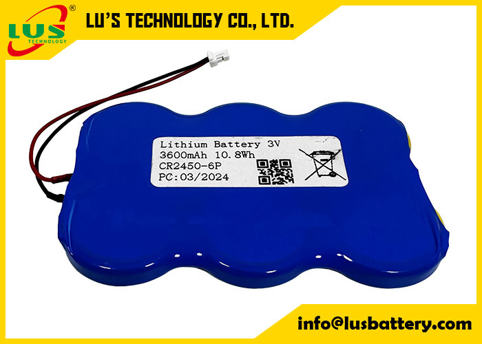 CR2450 en parallèle CR2450-6P personnalisé 3V batterie à bouton au lithium 3600mah