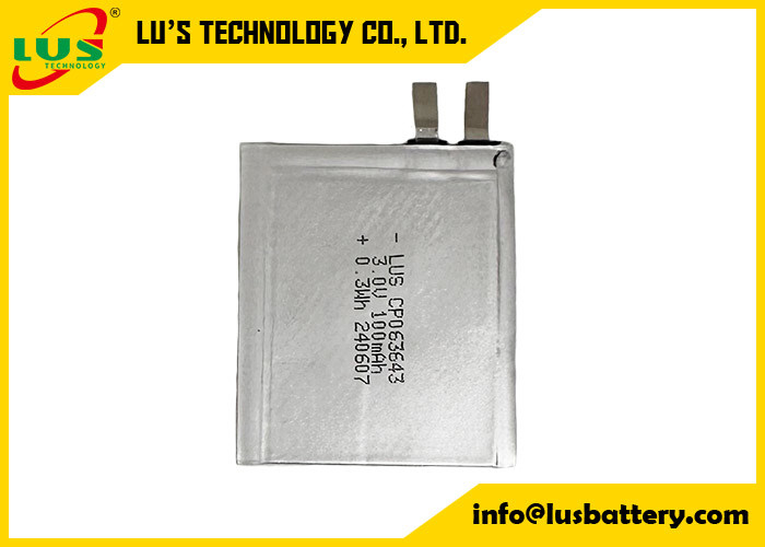CP063643 3,0 volts 100 mAh Petite batterie au lithium 3V CP063643 Batterie ultrafin pour IOT/RFID