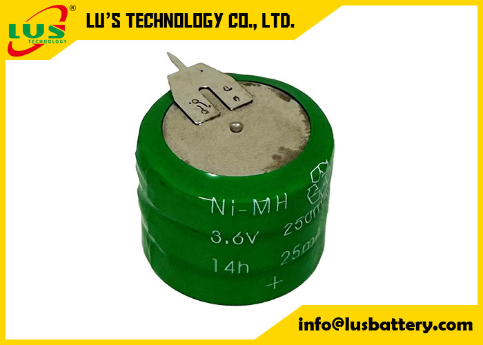 NIMH 3.6V 250mAh batterie rechargeable 250H bouton cellule avec broches de soudure OEM / ODM