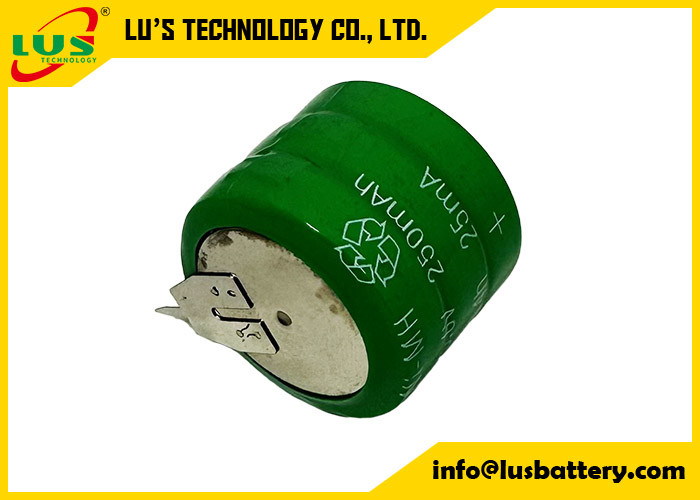 NIMH 3.6V 250mAh batterie rechargeable 250H bouton cellule avec broches de soudure OEM / ODM