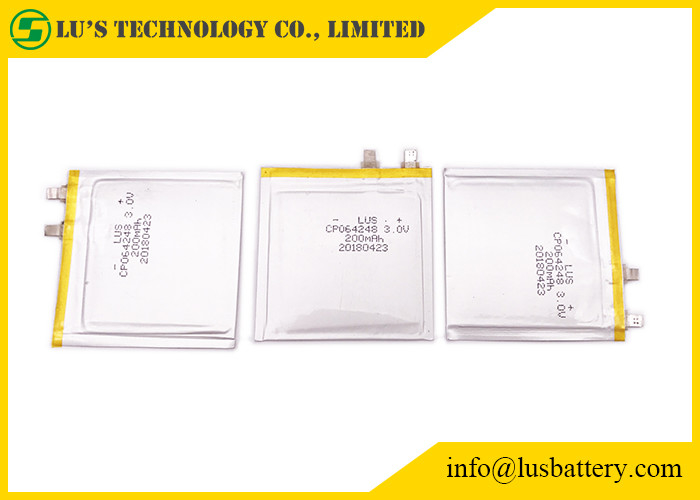 Batterie au lithium ultra mince de RFID etc. 200mah 3.0v CP064248 pour des étiquettes