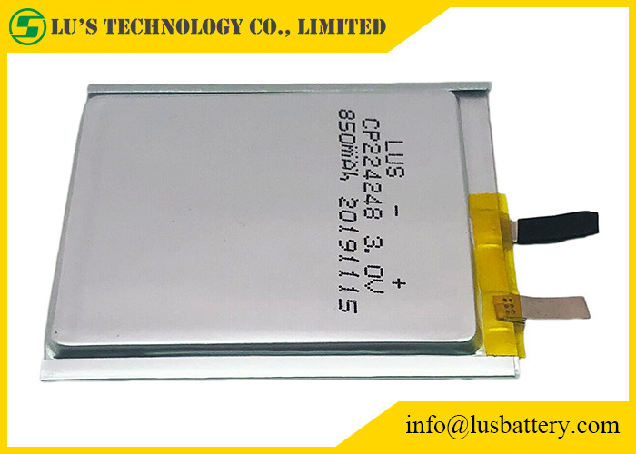 batterie mince de cellules de 3.0v 850mah LimnO2 CP224248 pour des étiquettes de Bluetooth