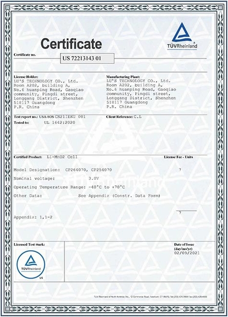 Chine Lu’s Technology Co., Limited Certifications